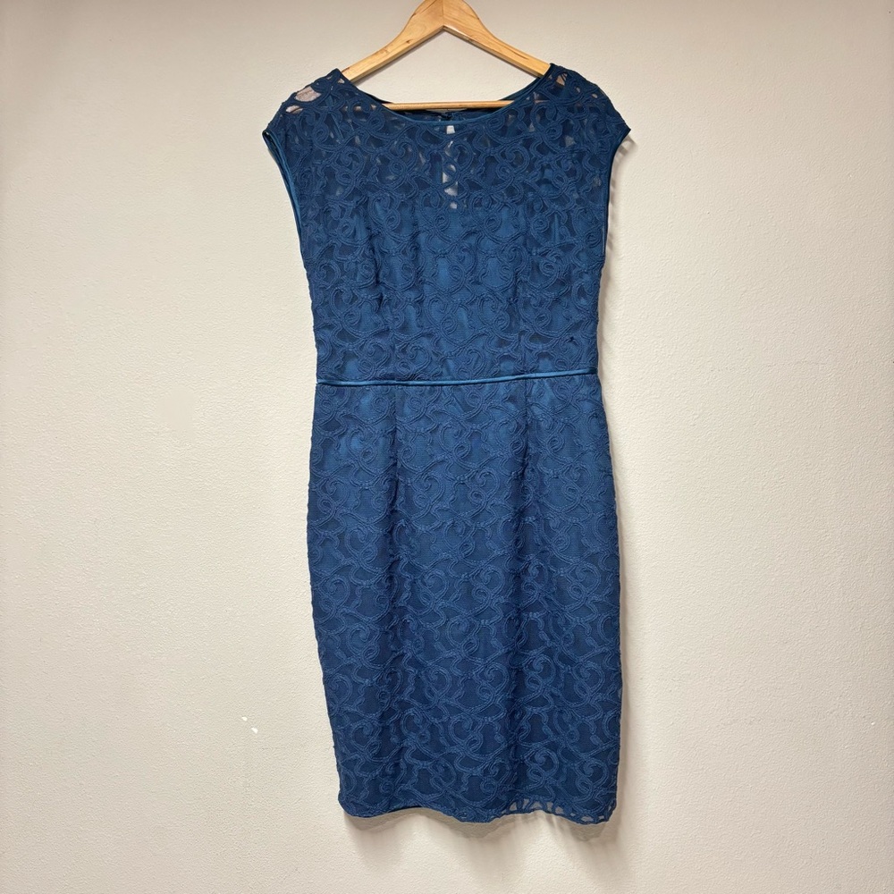 Coldwater Creek Dark Blue Fitted Lace Midi Dress